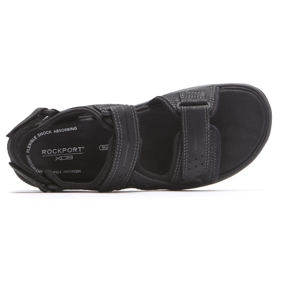 Rockport Mens Trail Technique Adjustable Velcro - Sandals Black - SLQ654791